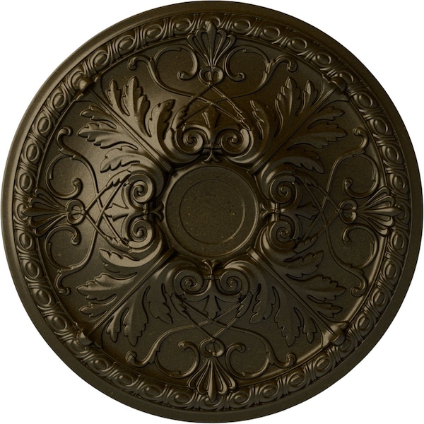 Ekena Millwork Tristan Ceiling Medallion (Fits Canopies up to 5 1/2"), Hand-Painted Green Gold, 26"OD x 3"P CM26TNGGS - main